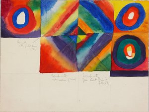 Kleurstudies met informatie over de schildertechniek, 1913 door Wassily Kandinsky