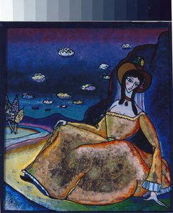 De dame in haar gouden jurk door Wassily Kandinsky