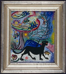 Fantasievogel en zwarte panter door Wassily Kandinsky