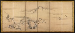 Acht Uitzichten van de Xiao en Xiang Rivieren door Watanabe Shiko
