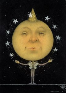 Jonglerende volle maan (potlood en kleurpotlood op papier) (paar van 150067) door Wayne Anderson