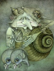 Zeeheks (potlood en kleurpotlood op papier) door Wayne Anderson