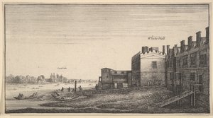 Een Uitzicht op Lambeth Palace vanaf de Rivier bij Whitehall Stairs door Wenceslaus Hollar