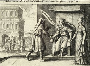 Abimelech berispt Abraham. Staat 2 door Wenceslaus Hollar