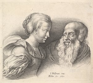 Een Oude Man en een Meisje, naar Hulsman, 1635