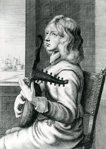 Barok Luitspeler door Wenceslaus Hollar