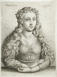 Buste van een vrouw door Wenceslaus Hollar