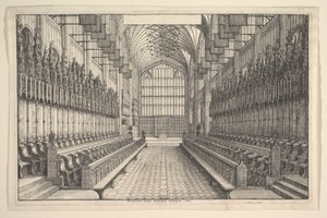 Koor en Stallen in St Georges Kapel, Windsor door Wenceslaus Hollar