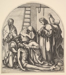Afdaling van het kruis (naar Holbein) door Wenceslaus Hollar
