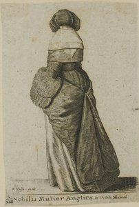 Engelse Adellijke Vrouw in Winterkleding door Wenceslaus Hollar