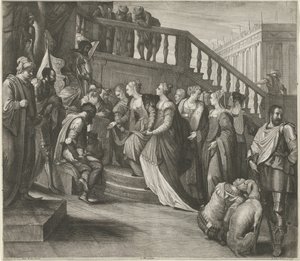 Esther voor Ahasveros door Wenceslaus Hollar
