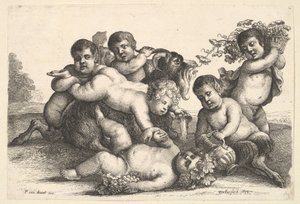 Vier jongens, twee saters en een geit, 1654