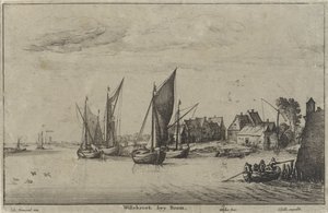 Gezicht op Willebroek nabij Mechelen door Wenceslaus Hollar