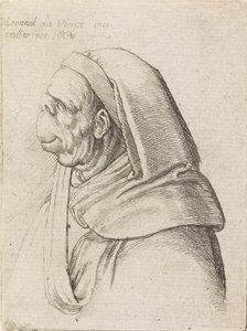 Grotesk Profiel van een Man met een Kap door Wenceslaus Hollar