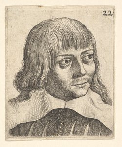 Hoofd van een jonge man, iets naar rechts gedraaid, 1625-77 door Wenceslaus Hollar