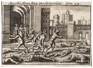 Jakobs zonen doden de Sichemieten door Wenceslaus Hollar