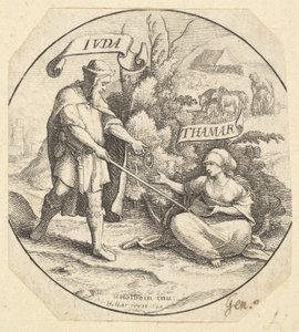 Juda en Tamar door Wenceslaus Hollar