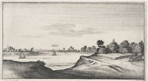 Landschap met gezicht op Mülheim door Wenceslaus Hollar