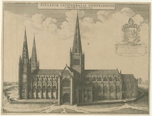 Lichfield Kathedraal - Zuidaanzicht: gravure