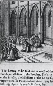 Litanie in een kerk, ca. 1655 door Wenceslaus Hollar