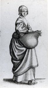 Dienstmeid terugkerend van de markt, 1640 door Wenceslaus Hollar
