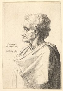 Man met droevige uitdrukking naar links met hand uit mantel, 1625-77 door Wenceslaus Hollar