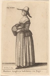 Engelse Vrouw die in het Dorp Woont door Wenceslaus Hollar