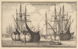 Naues Mercantoriæ Hollandicæ, vulgo VLIETEN door Wenceslaus Hollar