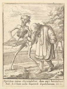 Oude man, uit de Dans van de Dood, 1651 door Wenceslaus Hollar