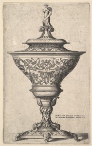 Sierlijke beker op voeten van maskers, 1645 door Wenceslaus Hollar