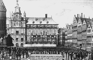 Proclamatie van de vrede van Westfalen in 1648, gegraveerd door F. Wyngaerde