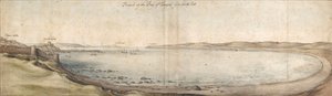 Uitzicht op de Baai van Tanger vanuit het zuidoosten, midden 17e eeuw