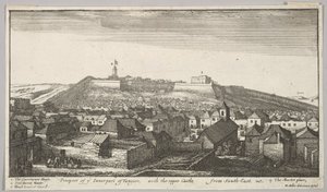 Uitzicht op het binnenste deel van Tanger, met het bovenste kasteel, vanuit het zuidoosten door Wenceslaus Hollar