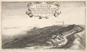 Uitzicht op de noordkant van Tanger met uitzicht op de zee vanaf de heuvel als je komt, voor 1673 door Wenceslaus Hollar