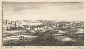 Uitzicht op het onderste deel van Tanger, vanaf de heuvel ten westen van White-hall, 1669-73 door Wenceslaus Hollar