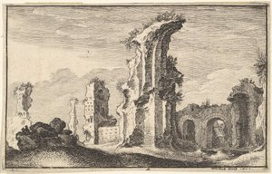 Ruïnes van St Croix de Jerusalem, 17e eeuw door Wenceslaus Hollar