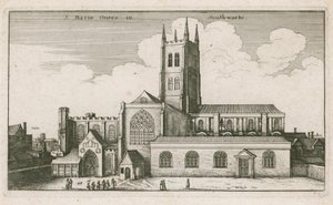 St. Mary Overies, Southwark, Londen; tekening gedateerd 1647 door Wenceslaus Hollar