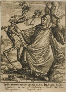 De Abt en de Dood door Wenceslaus Hollar