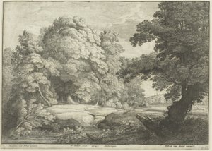 De brug over de waterval door Wenceslaus Hollar