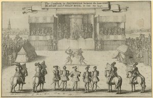 Het gevecht in Smithfield tussen dezelfde John de Astley en Sir Philip Boyle door Wenceslaus Hollar