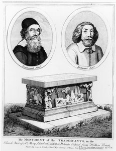 Het monument van de Tradescants op het kerkhof van St. Mary Lambeth, gepubliceerd in 1793