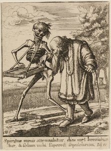 De oude man en de dood door Wenceslaus Hollar