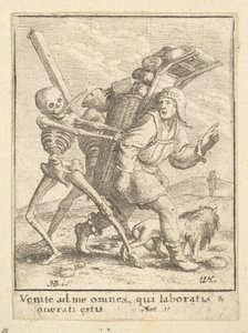 De Kramenverkoper, uit de Dans van de Dood door Wenceslaus Hollar