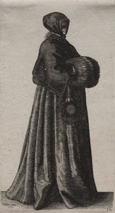 De verschillende gewoonten van Engelse vrouwen, van de adel tot de plattelandsvrouwen zoals ze in deze tijden zijn: De vrouw met masker, kap en mof door Wenceslaus Hollar