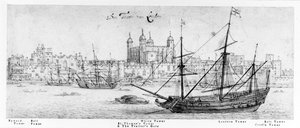 De Tower of London, ca.1637-41 (pen en inkt, grafiet en wc op papier)