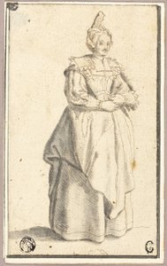De Dame met de Kleine Opgeheven Hoed, naar een Prent uit La Noblesse door Wenceslaus Hollar