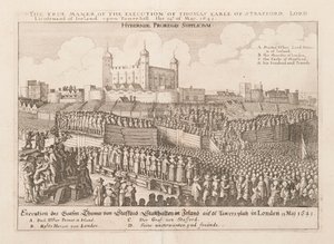De ware manier van de executie van Thomas Graaf van Strafford, Lord Lieutenant van Ierland..., ca 1642 door Wenceslaus Hollar