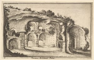 Thermaru diocletiani Ruïnes Baden van Diocletianus door Wenceslaus Hollar
