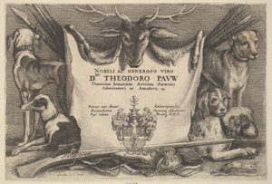 Titelpagina met honden en jachtuitrusting, 1646 door Wenceslaus Hollar