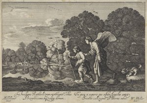 Tobias en de engel door Wenceslaus Hollar